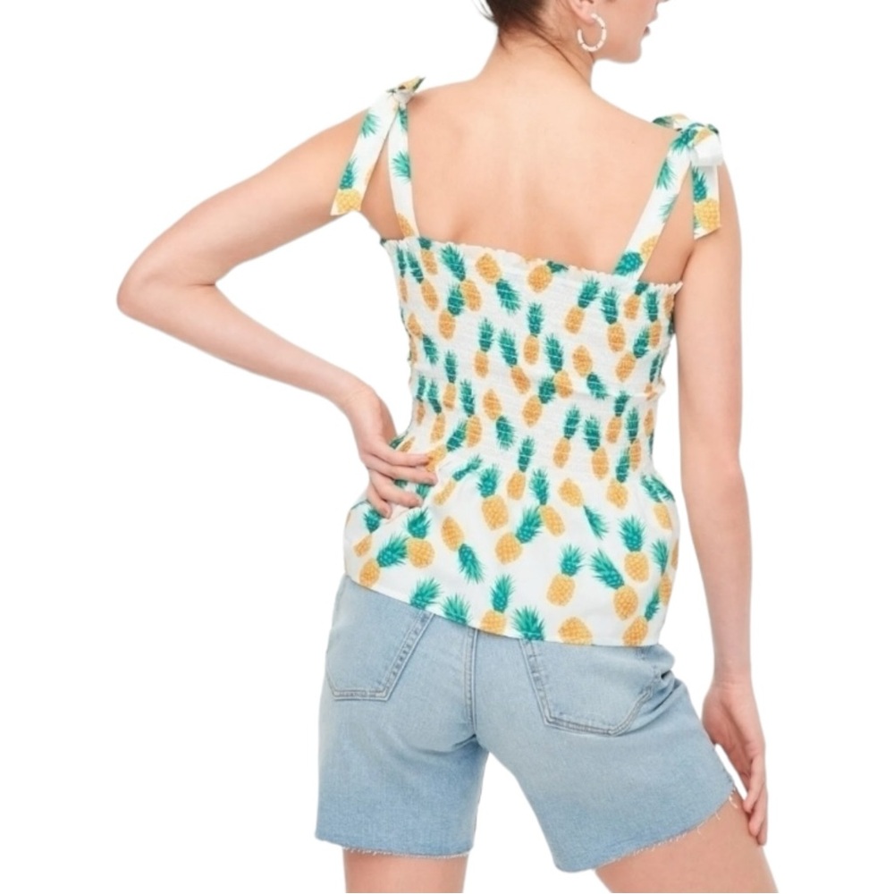 J Crew Strapless or Shoulder tie Pineapple Print Top, XL - Picture 2 of 11